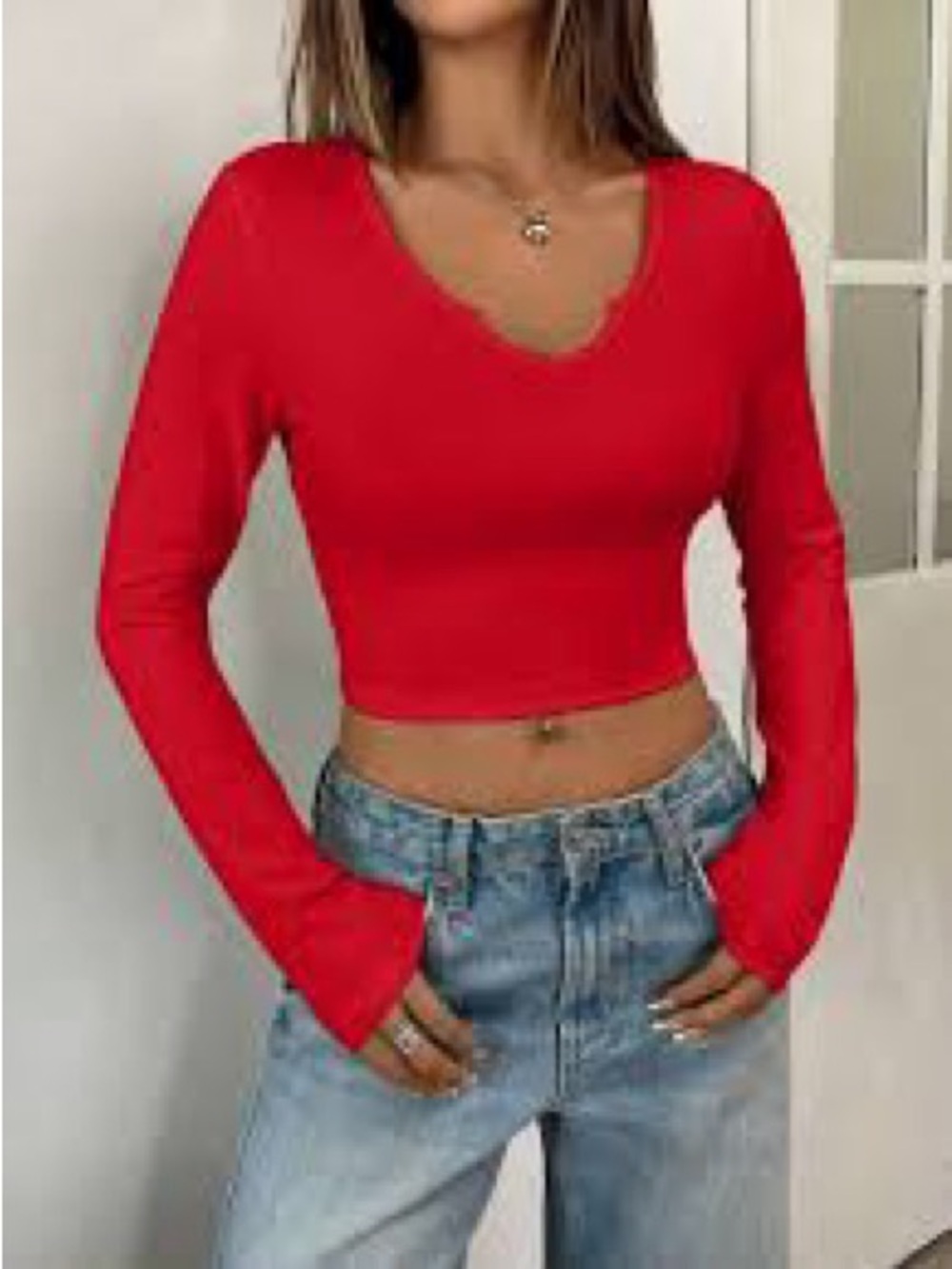 Red Garage Longsleeve cropped top